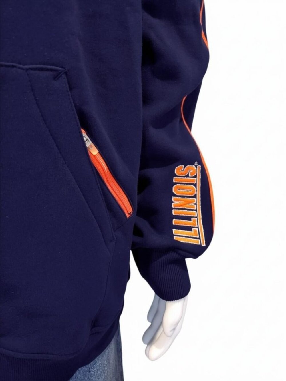 NIKE Team Illinois Basketball Hoodie Vintage Fighting Illini Navy Blue Orange XL - Picture 2 of 12